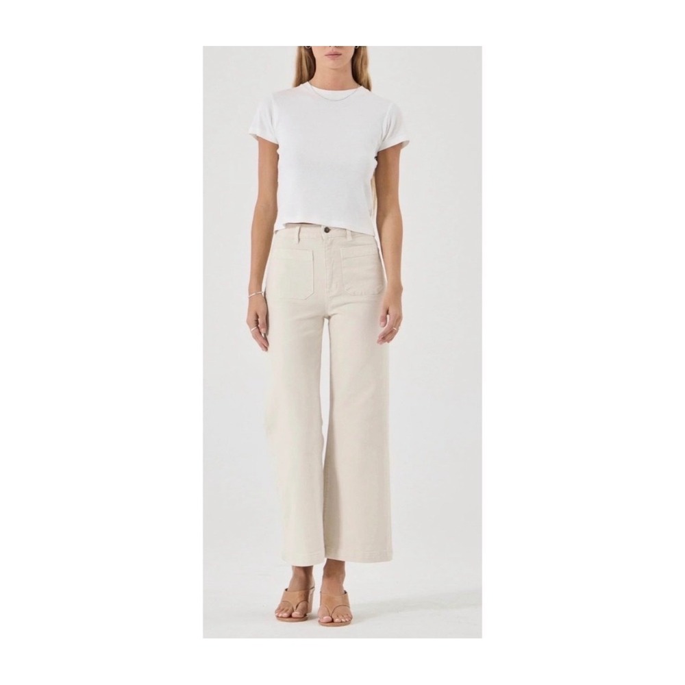 Rolla's High Rise Wide Leg Jeans Womens 27 Cream Patch Pocket Denim Sailor